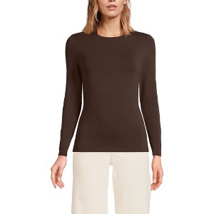 Lands' End Women's Plus Size Lightweight Jersey Skimming Long Sleeve Crew Neck T-shirt - 1 of 3