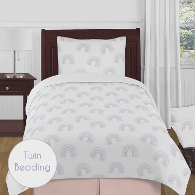 Pink and Turquoise Rainbow Print Twin Sheet Set