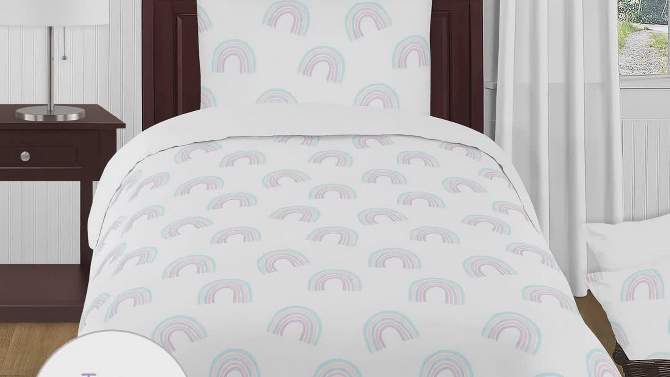 Sweet Jojo Designs Girl Baby Crib Bedding Set - Rainbow Pink and Blue 4pc, 2 of 8, play video