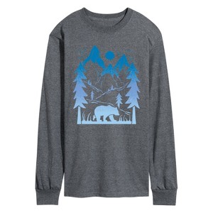 Men's - Instant Message - Bear And Mountains Long Sleeve Graphic T-Shirt - 1 of 4