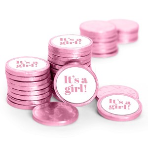 84ct It's a Girl Baby Shower Candy Pink Chocolate Coins Party Favors (84 Pack) - By Just Candy - 1 of 4