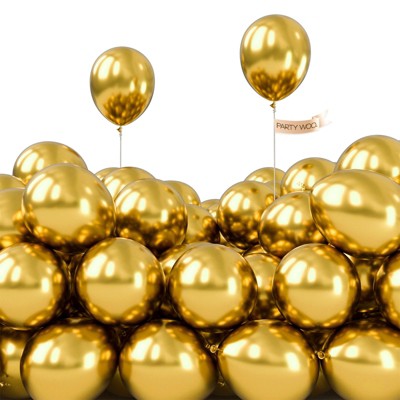 PartyWoo Balloons Metallic Gold Chrome 5 Inch 50 pcs