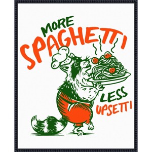 Amanti Art More Spaghetti Less Upsetti Raccoon with Pasta by the Whiskey Ginger Framed Canvas Wall Art - 1 of 4