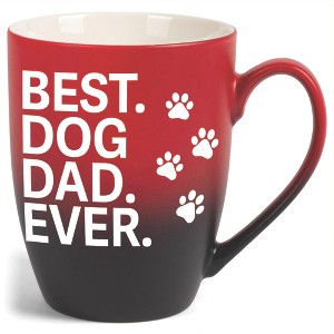 Elanze Designs Best Dog Dad Ever Two Toned Ombre Matte Red and Black 12 ounce Ceramic Stoneware Coffee Cup Mug - 1 of 4