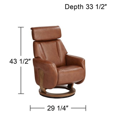 Augusta Brown Faux Leather Swivel Recliner with Adjustable Headrest