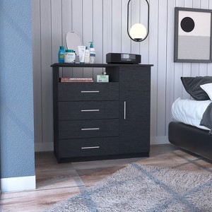 Okak 4-Drawer Dresser with 1 Door-Storage Cabinet&1 Shelf,Spacious Storage Dresser for Bedroom,Matte Black Finish  Dresser,Superior Top - 1 of 4