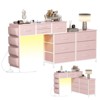 WOWLIVE Dresser for Bedroom with Charging Station and LED Light, Rotatable Vanity Desk with Fabric Drawers and Side Pockets, HD041 - 2 of 4