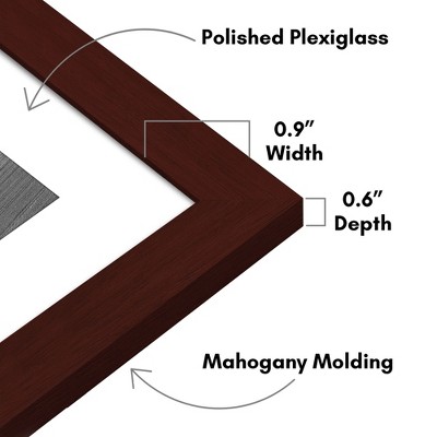 Mahogany 9x9 Picture Frame Set with Plexiglass - 5 Pack