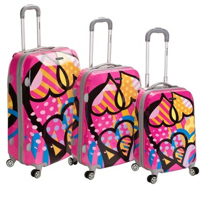 Rockland Vision Hardside Spinner Wheel Luggage Pink Multicolor 3-Piece Set (20/24/28)