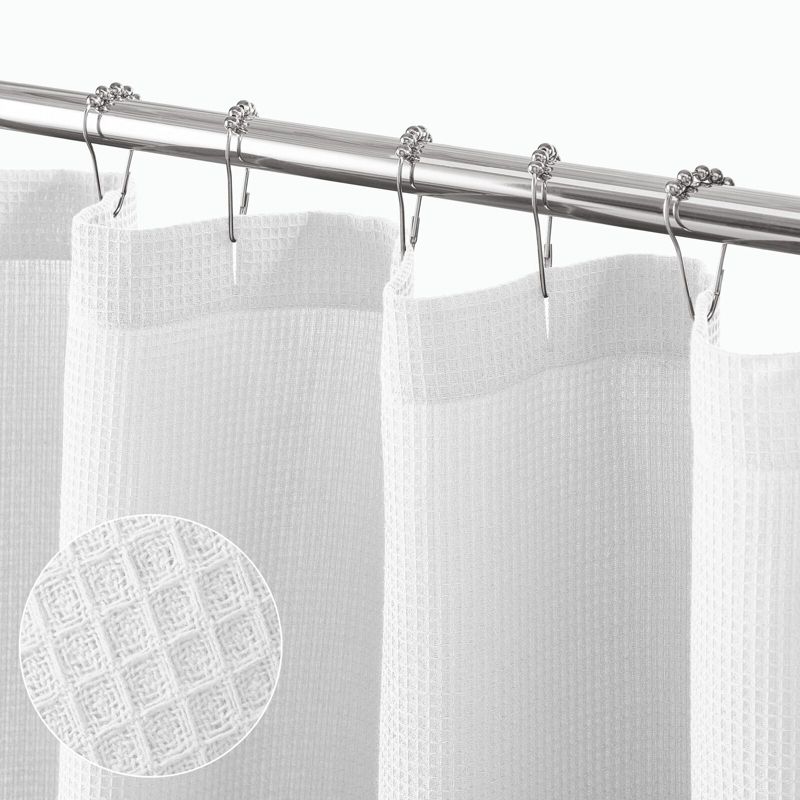 mDesign Cotton Waffle Knit Shower Curtain, Spa Quality, 2 of 7