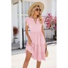 Adjustable chest Drawstring Coolmee Women Summer V-neck Ruffled Short Sleeve Casual Midi Dress With Pockets Dress - 2 of 4