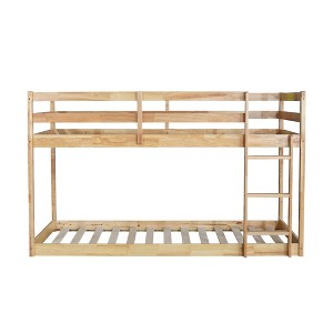 YOOCOZZ Twin over Twin Solid Wooden Floor Bunk Bed with Ladder - 1 of 4