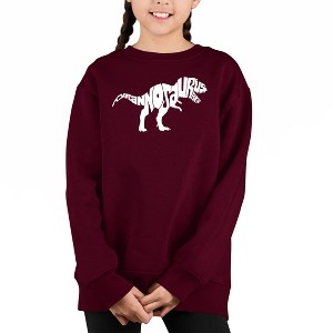 LA Pop Art Tyrannosaurus Rex - Girl's Word Art Crewneck Sweatshirt - 1 of 3
