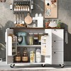 Rolling Kitchen Island, with Spice Rack, Towel Rack, Open Side Racks, Power Outlet and Storage Drawers, Multiple Design Styles and Color Combinations - 3 of 4