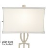 360 Lighting Evan Modern Table Lamps 28 1/2" Tall Set of 2 Brushed Nickel with USB Charging Port Table Top Dimmers White Rectangular Shade for Bedroom - 3 of 4