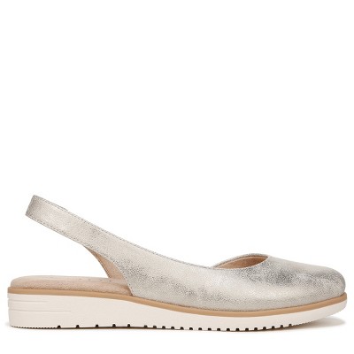 Light Gold Faux Leather Slingback Wedge Platform Flats