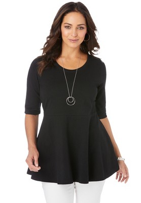 Jessica London Women's Plus Size Stretch Cotton Peplum Tunic : Target