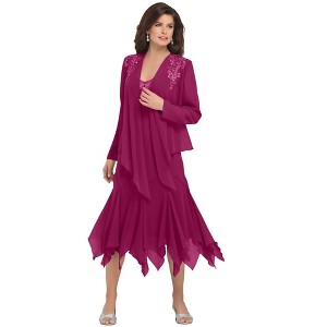 Roaman's Women's Plus Size Sequin Jacket Dress Set - 1 of 4