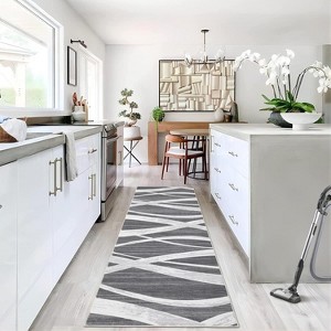 Modern Wave Washable Rug Non Slip Low Pile Distressed Carpet for Living Room Bedroom Nursery Easy Clean - 1 of 4