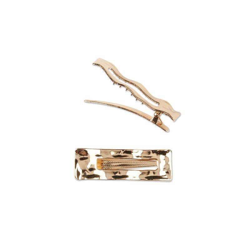 sc&#252;nci Consciously Minded Recycled Hammered Metal Salon Clips - Gold - 2pc, 4 of 8