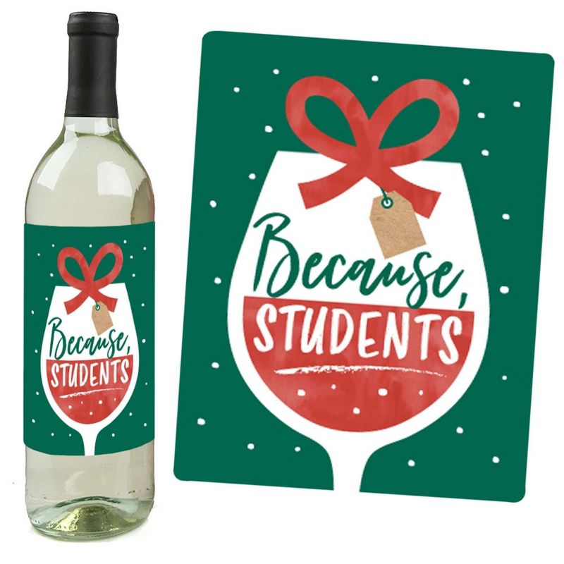 Big Dot of Happiness Teacher Holiday Presents - Teacher Appreciation Christmas Gifts Decor for Women and Men - Wine Bottle Label Stickers - Set of 4, 5 of 9