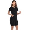 Women's Casual Short Sleeve Solid Color Pullover Hooded Tunic Dress with Kangaroo Pocket - 2 of 4