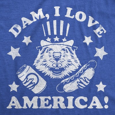 Мужские футболки Crazy Dog T-Shirts, Inc. Mens Funny T Shirts Dam I Love America Sarcastic Beaver Graphic Novelty Fourth Of July Tee for Men - Crazy Dog Men's T Shirt For Fourth Of July S — фото 2