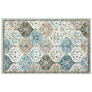 Washable Non Slip Floral Print Vintage Area Rugs for Living Room Bedroom, Soft Low Pile Dining Room Carpet for Home Office - 1 of 4