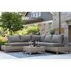 Outdoor Interiors Antique Stained Eucalyptus and Light Beige Wicker Contemporary Sectional Patio Furniture Set, 4 Piece - 2 of 4