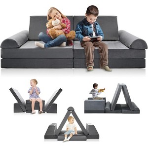 Docred Kids Couch Play Set, 8/10PCS Modular Kids Sofa Couch Fold Out Playhouse Set for Toddlers, Creative Foam Play Couchs Indoor - 1 of 4