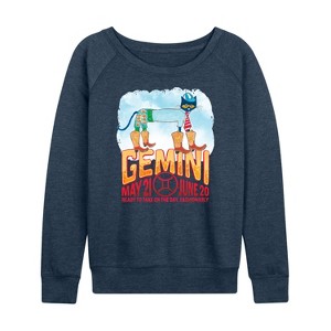 Women's - Pete the Cat - Gemini Lightweight French Terry Wide Neck Long Sleeve Shirt - 1 of 4