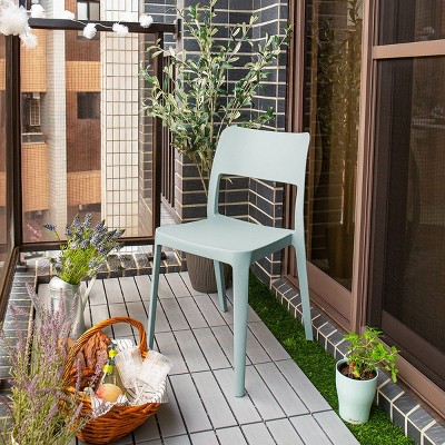 La Vie Baby Blue Resin Stackable Armless Dining Chairs, Set of 2