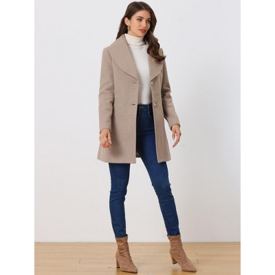 INSPIRE CHIC Women's Winter Shawl Collar Wrap Tie Belted Single Breasted Long Pea Coat Small Light Khaki — фото 3