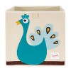 3 Sprouts Large 13 Inch Square Children's Foldable Fabric Storage Cube Organizer Box Soft Toy Bin, Blue Peacock - image 2 of 4