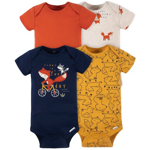 Onesies® Brand Baby Boys Short Sleeve Bodysuits, 4-pack, Fox