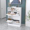 GlasFlength Decorative Storage Cabinets Farmhouse Modern Style，Ample Storage, Sturdy Build，Natural with Spaious Compartment，White, 31.5"*9.5"*43.3" - 2 of 4