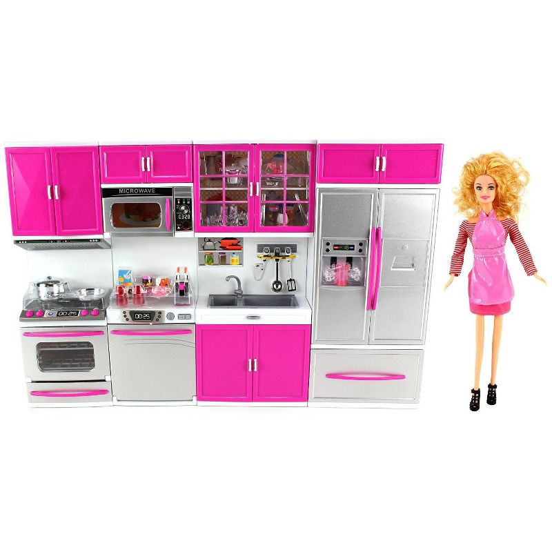 Link Little Princess Modern Kitchen Full Deluxe Kit Kitchen Playset With Toy Doll, Lights, And Sounds, 4 of 6