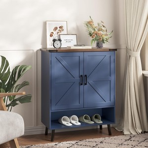 Shoe Storage Cabinet with Doors, 5 Tier Small Shoe Cabinet with Adjustable Shelves and Metal Legs - 1 of 4