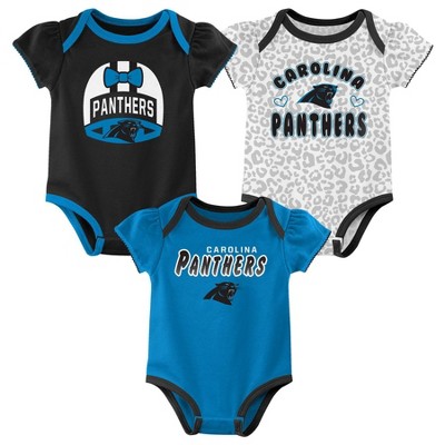 NFL 3-Pack Baby Girls Carolina Panthers Short Sleeve Bodysuits - 18mo