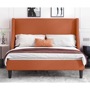 Allewie Bed Frame, Platform Bed Frame with Upholstered Headboard, Modern Deluxe Wingback, Wood Slat Support, Mattress Foundation - 1 of 4