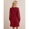 Womens Elegant Round Neck Lace Slim Long Sleeve Dress Fake Button Down Cocktail Pary Midi Dress - 2 of 4
