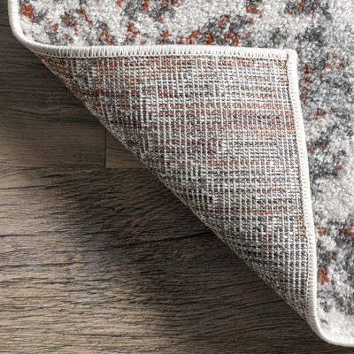 Modern Abstract Red Synthetic 4' x 6' Easy-Care Area Rug