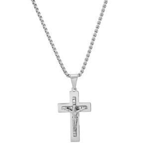 Steeltime 24" Men's stainless steel crucifix pendant - 1 of 4