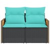 vidaXL Patio Sofa/Outdoor Loveseat 2-Seater Black Poly Rattan with Cushions - Comfortable, Durable Garden Seating with Storage - 4 of 4