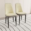 Okak Modern PU Leather Dining Chairs Set of 2, Thick Soft Cushioned & Black Metal Legs, Kitchen & Dining Room Side Chairs - 2 of 4