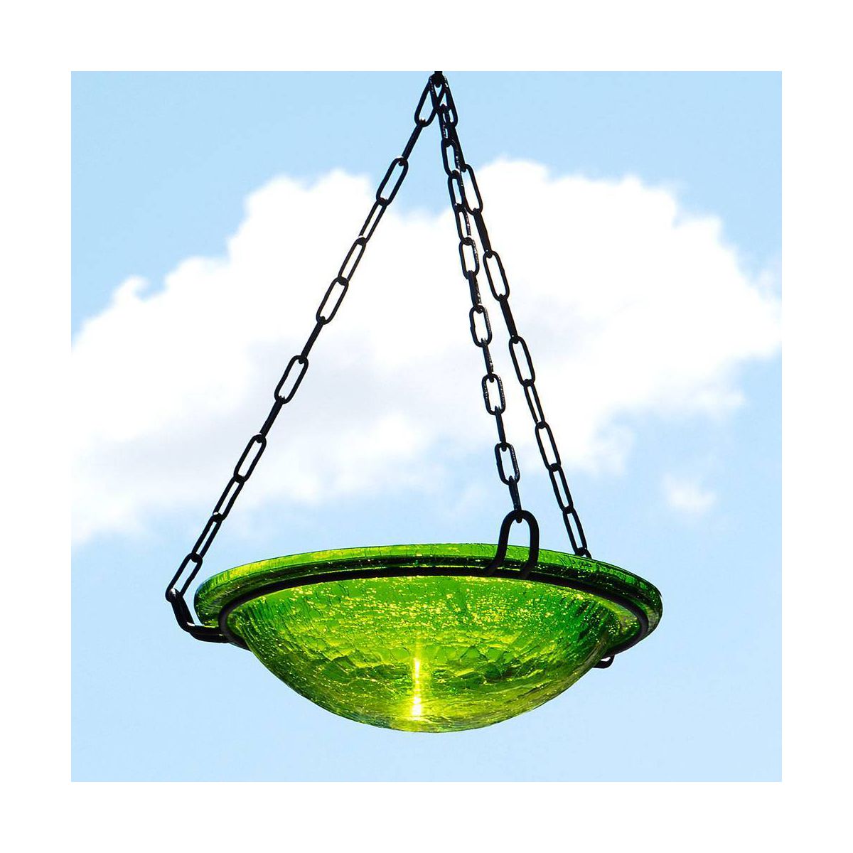 3" Reflective Crackle Glass Birdbath Bowl - Achla Designs - thumbnail 2
