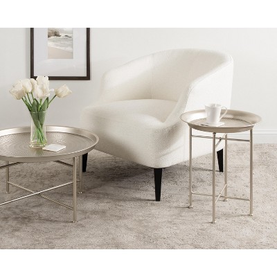 Mahdavi 26" Round Silver Metal Coffee Table