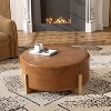 Christopher Knight Home Ralph Contemporary Rubberwood Faux Leather Round Ottoman, Brown - 2 of 4