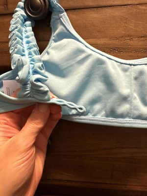 Women's Ruffle Strap Bralette Bikini Top - Wild Fable™ Light Blue