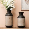 LuxenHome Set of 2 Brown Metal and Wood Bottle Vases, Tabletop Decoration - 2 of 4